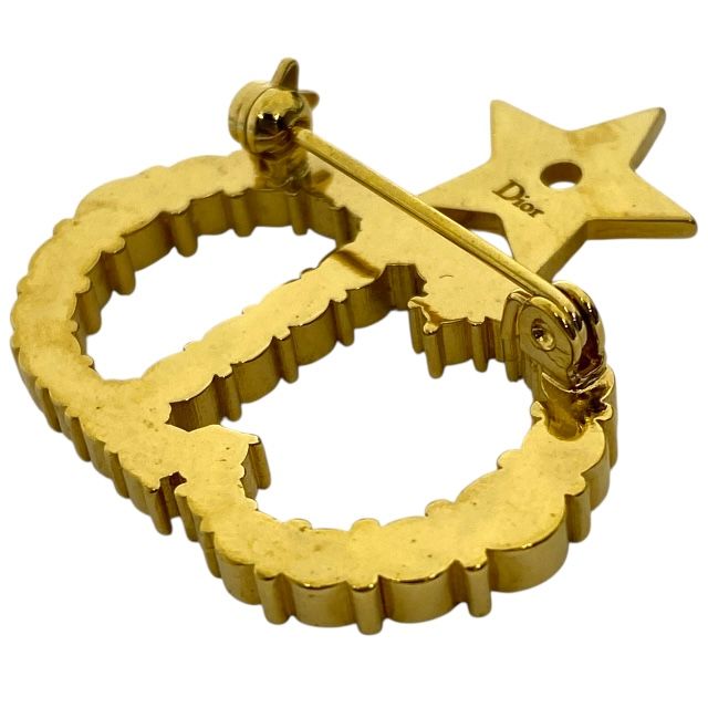 Dior Clair D Lune Brooch Pin Brooch Star CD Logo Accessories Rhinestone Gold