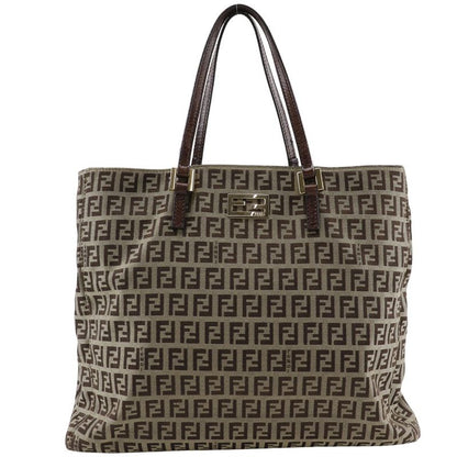Fendi Zucchino 8bh132 Nylon Canvas Brown Women's Handbag
