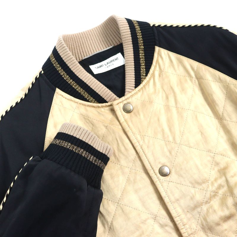 Saint Laurent Paris 643883 Teddy Cotton Bomber Jacket Stajan Gold Black 46 Made