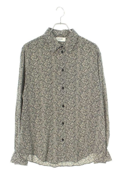 Celine 20AW 2c028570k Viscose Flower Print Long Sleeve Shirt Men's 41