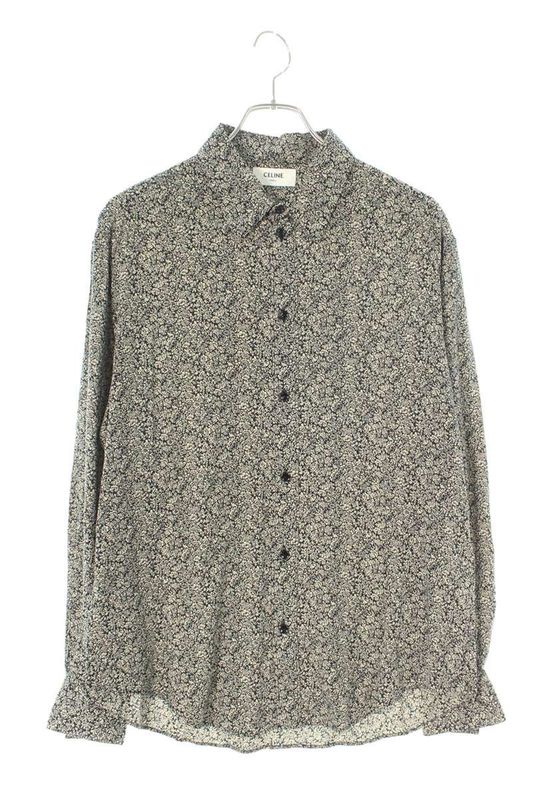 Celine 20AW 2c028570k Viscose Flower Print Long Sleeve Shirt Men's 41