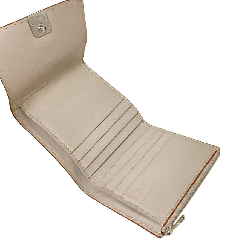Loewe Trifold Wallet - Grey Beige Leather