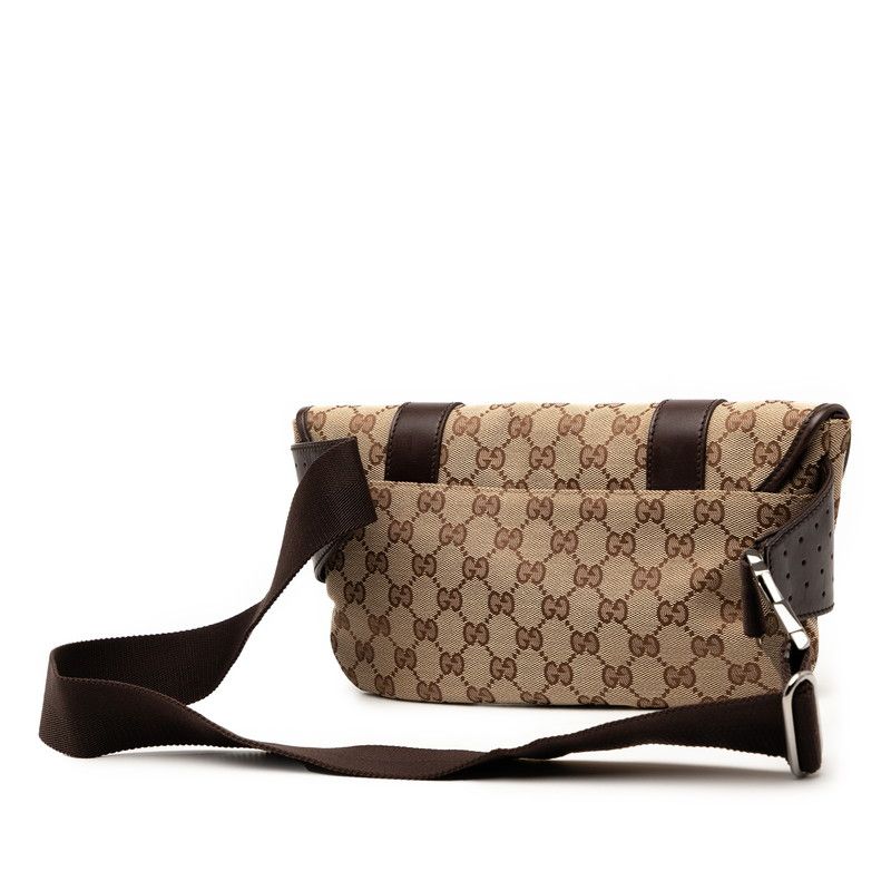 Gucci GG Canvas Body Bag Waist Bag 145851 Beige Brown Canvas Leather Ladies
