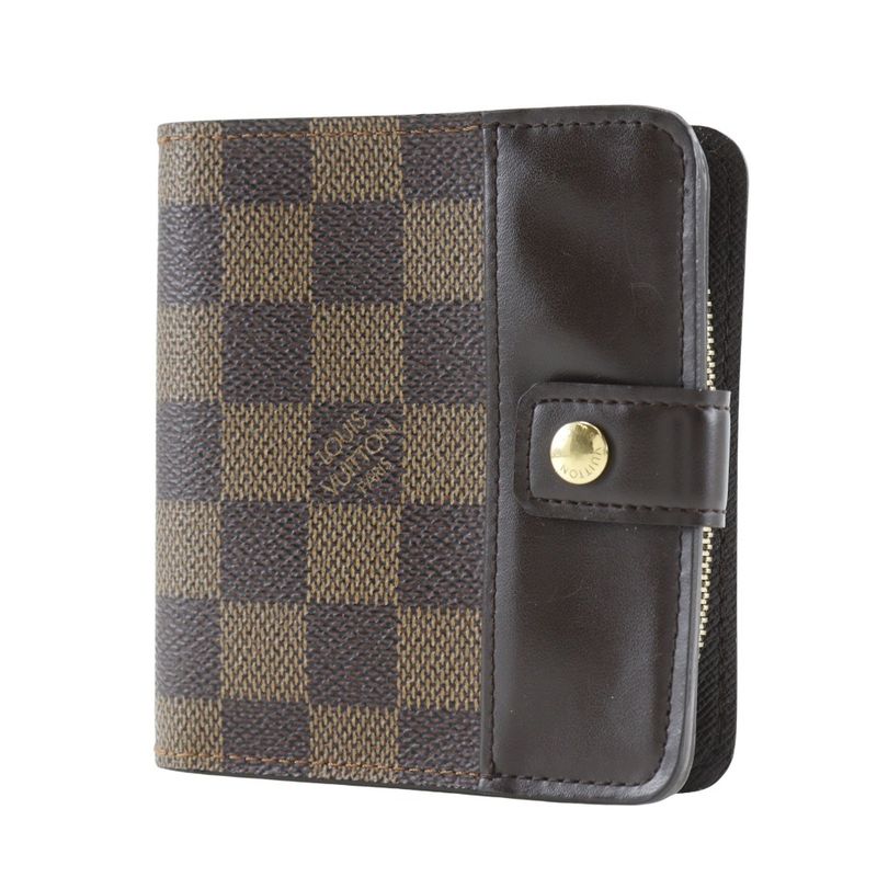 Louis Vuitton Compact Zip M61668 Damier Canvas Brown Ca1002 Women's Fold Wallet