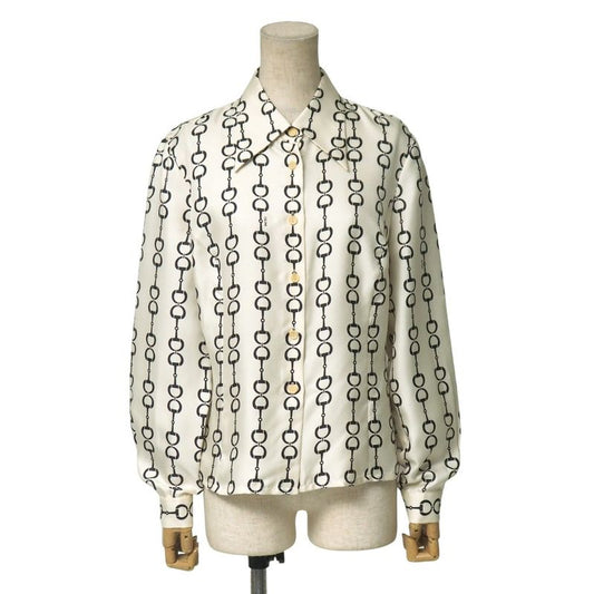 OLD Celine Old Celine Vintage Blouse Size 40 All Silk Harness Pattern Bits Long