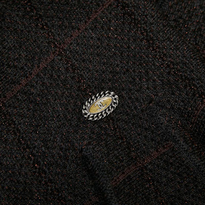 Chanel Coco Mark Check Skirt Pleated Size: 42 P26686v00001 Grey Brown Wool