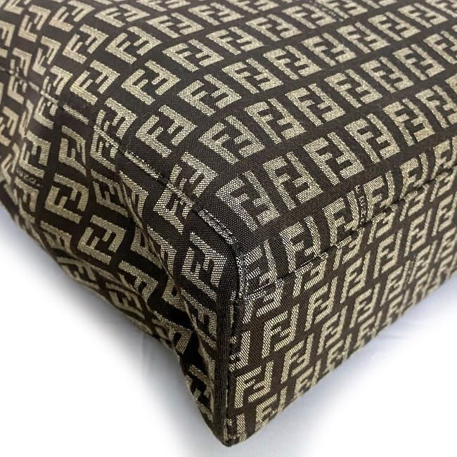 Fendi Tote Bag Brown Beige Zucchino 8bh068 Excellent Condition