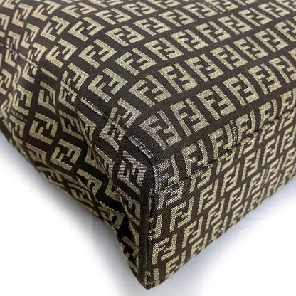 Fendi Tote Bag Brown Beige Zucchino 8bh068 Excellent Condition