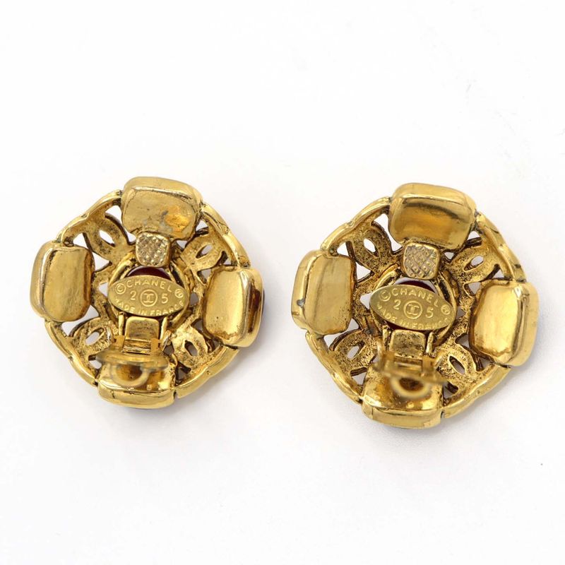 Chanel Earring Gripore Vintage Accessory Red Ladies K604