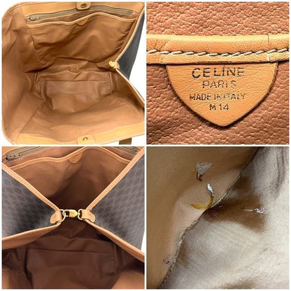 Celine Tote Bag Brown Beige Macadam Excellent Condition PVC Leather