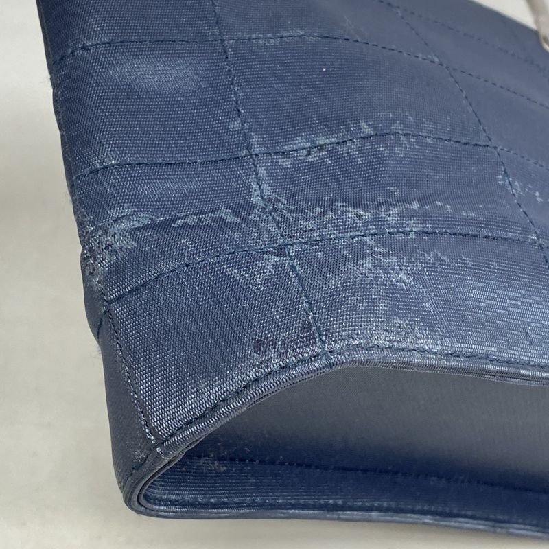 Chanel Handbag Chocobar Nylon Navy Silver Hardware Women