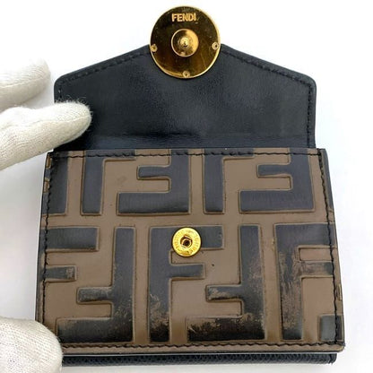 Fendi Trifold Wallet Black Brown Fize 8m0395