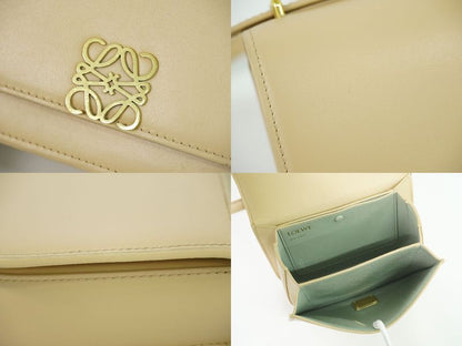 Authentic Loewe Goya Small Shoulder Bag Pochette Leather Beige Goya Bag