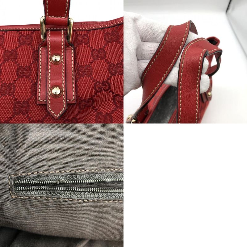 Gucci 257249 Handbag Mini Bag Small Red GG Canvas/leather Ladies Fashion