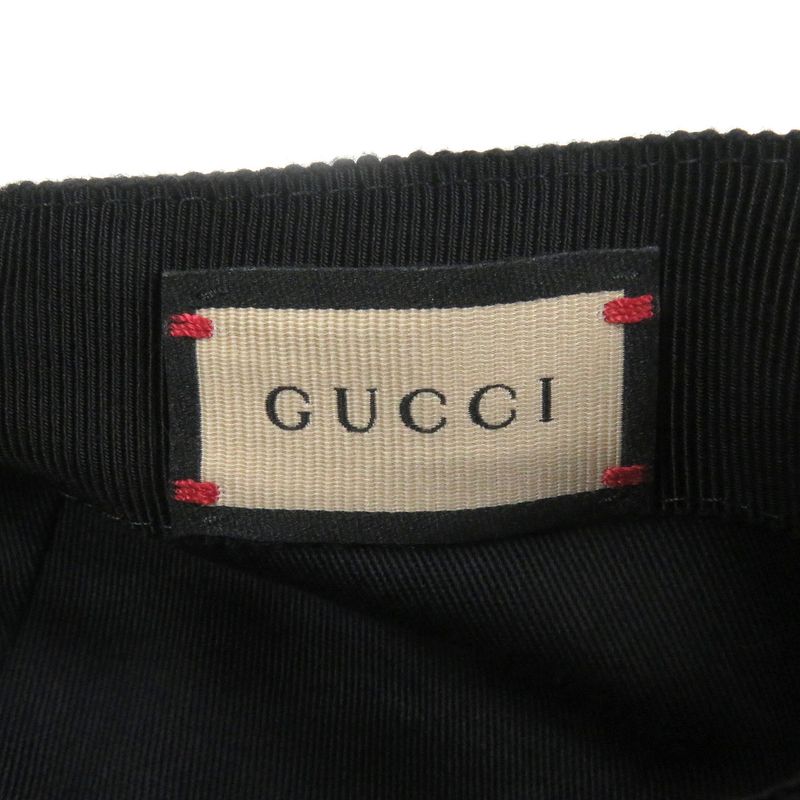 Gucci 576253 GG Canvas Logo Patch Baseball Cap Hat Black M/58cm (22.83in) Made