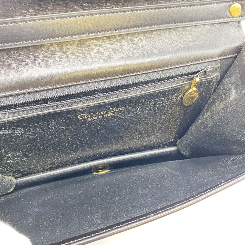 Christian DIOR Shoulder Bag Leather Black Vintage Ladies Men Fashion Gift