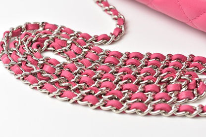 Chanel Chain Wallet Shoulder Bag Long Wallet Clutch Chanel Lambskin Pink Silver