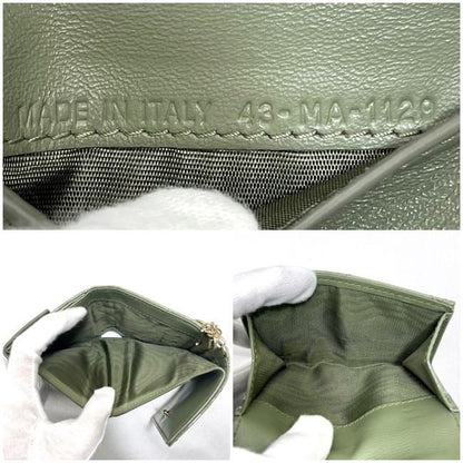 Christian Dior Trifold Wallet Khaki Green Lady Dior
