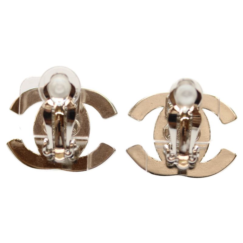 Chanel 96P Silver Turnlock Coco Mark Earrings