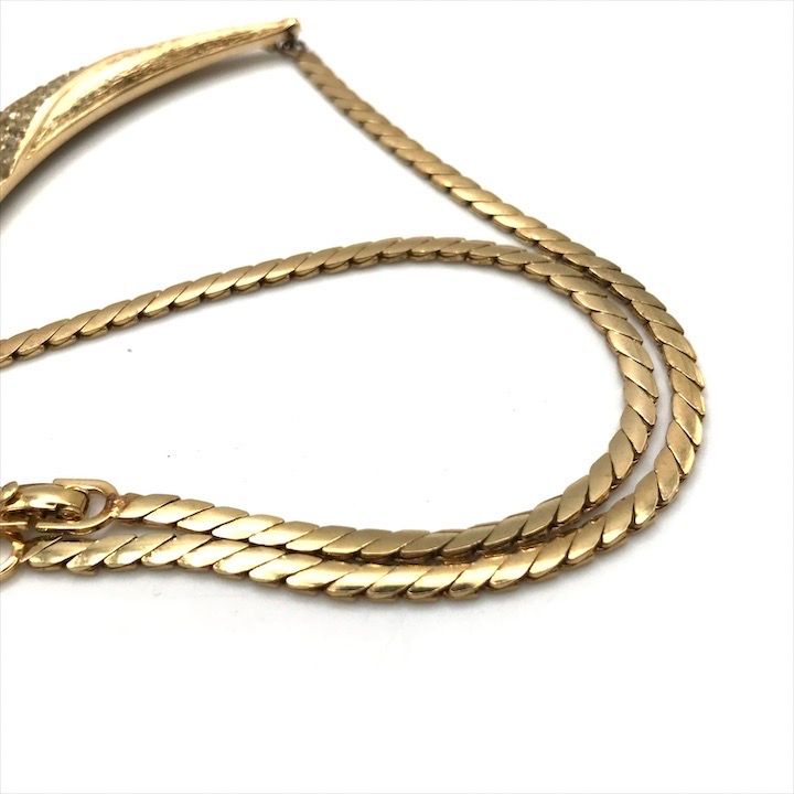 Dior Line Stone Gold Black Necklace