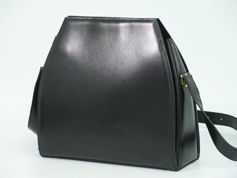 Authentic Celine Leather Shoulder Bag Pochette Black Bag Pre-owned [follow-up