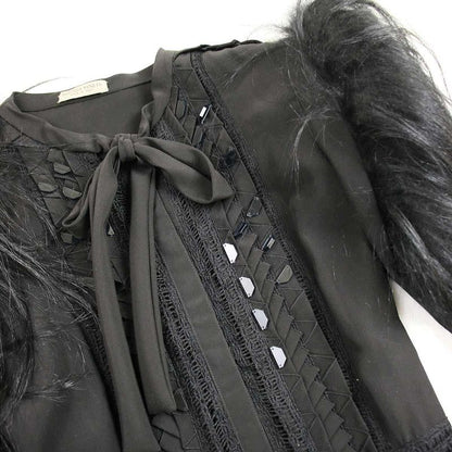 Bottega Veneta 17aw Fur Sleeve Pleated Dress 465606 V0k02 Black 38