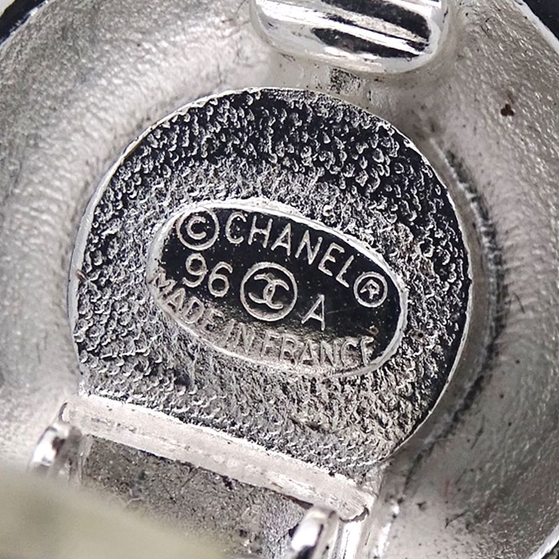 Chanel Earrings Ladies Brand Coco Mark Metal GP Silver Gold Round Vintage