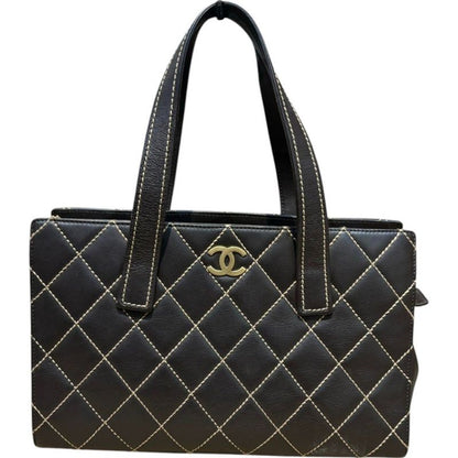 Chanel ⑤ 2004's Wild Stitch Leather Handbag Ladies Brown