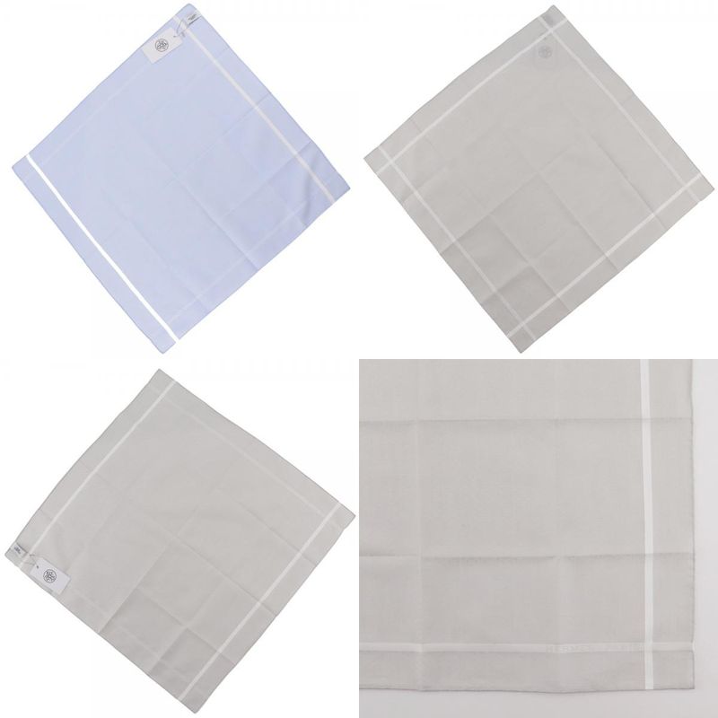 Hermes Jacquard H Handkerchief Set Of 2 Cotton Gray/light Blue Men's Handkerchie
