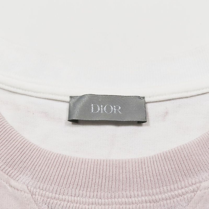 20ss Dior X Stuss Y T-Shirt Short Sleeve Round Neck Cut and Sewn XL Pink White