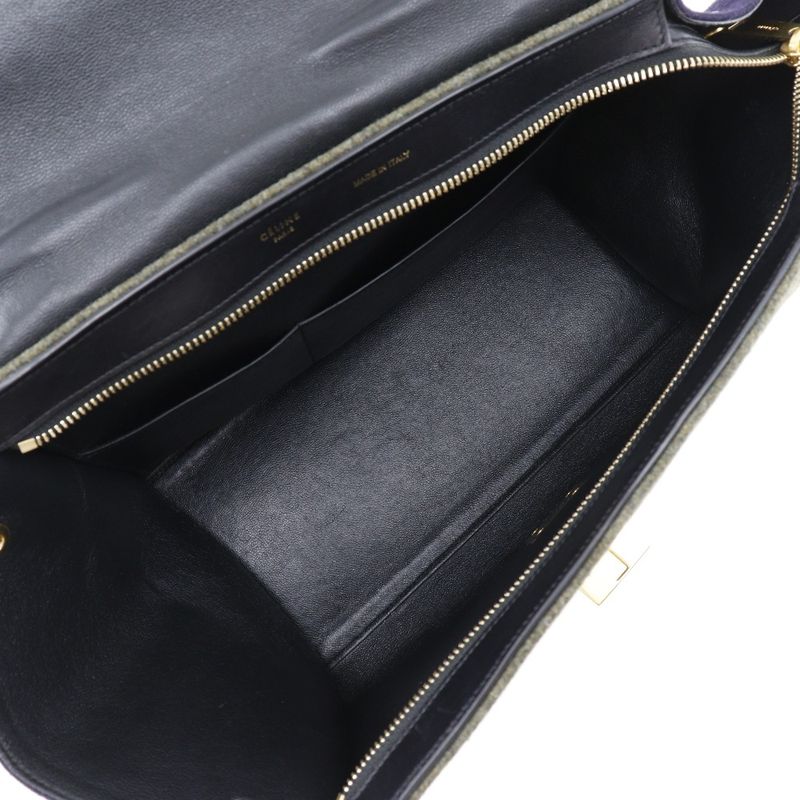 Celine Trapeze Felt And Calf Black/gray Women's Handbag