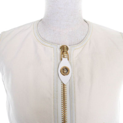 Louis Vuitton 23SS A-line Bleached Denim Zip-up Dress Ivory 36 With Hanger And