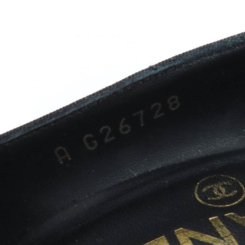 CHANEL 09A G26728y01590 Coco Mark Ribbon Satin Switch Leather Pumps Black 35.5