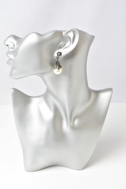 Chanel Earrings Chanel Pearl Motif Coco Mark Gunmetal