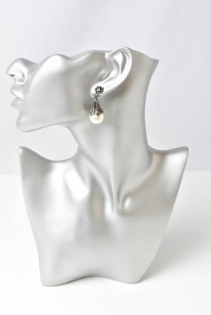 Chanel Earrings Chanel Pearl Motif Coco Mark Gunmetal