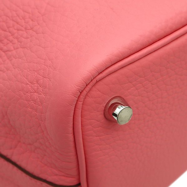 Hermes Handbag Picotin Lock PM Taurillon Clemence Rose Azalea Silver Hardware