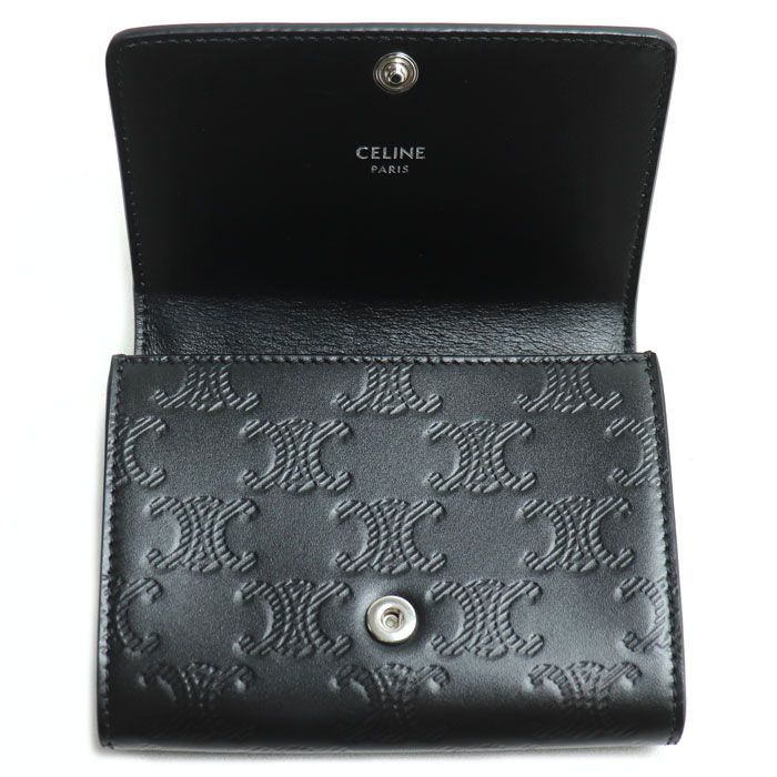 Celine Business Card Holder Triomphe Embossed Card Case Black 10m243fqd38si