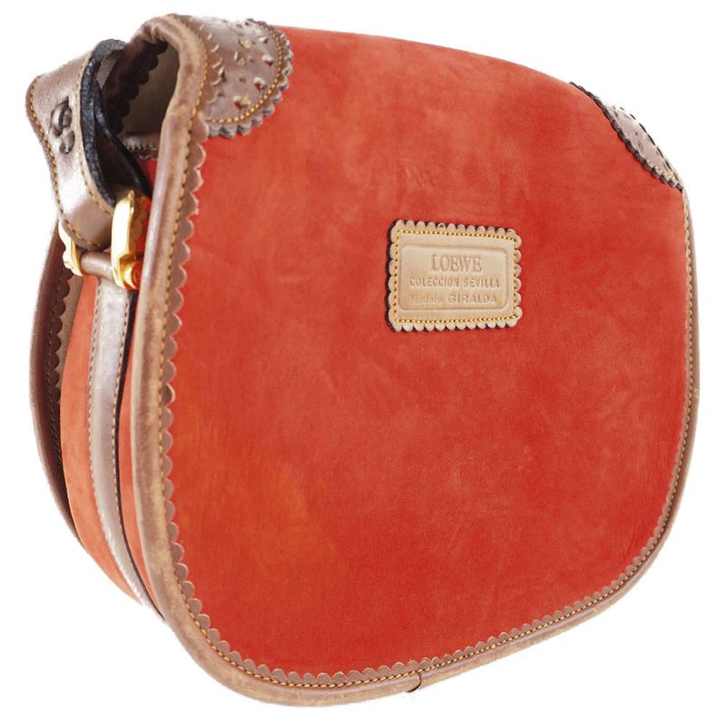 Loewe Seville Collection Anagram Suede And Leather Orange Ladies Shoulder Bag