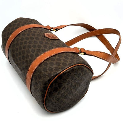 Celine M95 Handbag Tote Mini Boston Macadam PVC Leather Brown Ladies Men