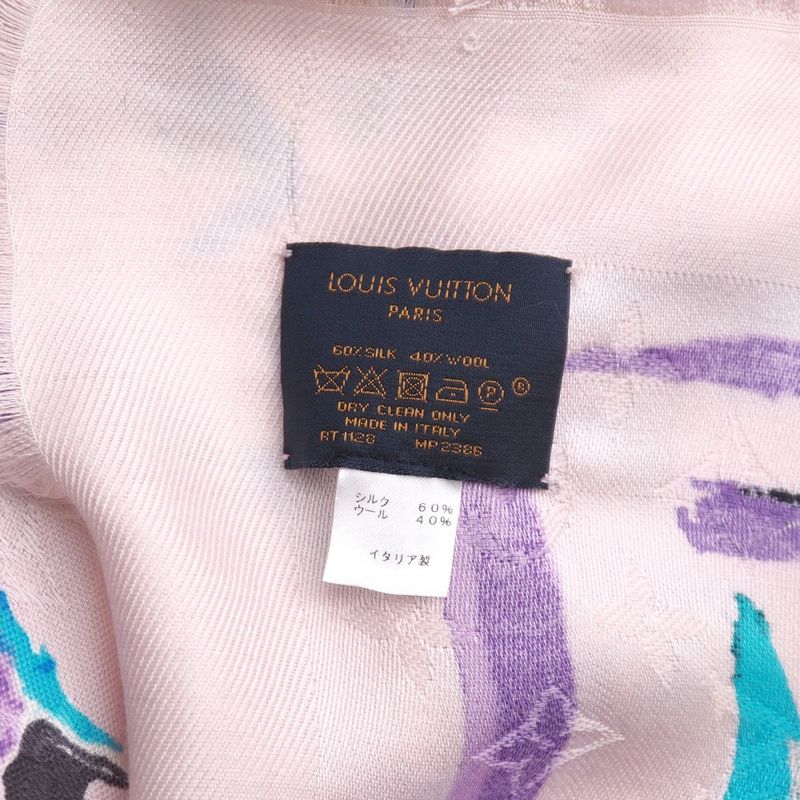 Louis Vuitton Splash Shawl Large Shawl Scarf All-over Pattern Silk Blend Made