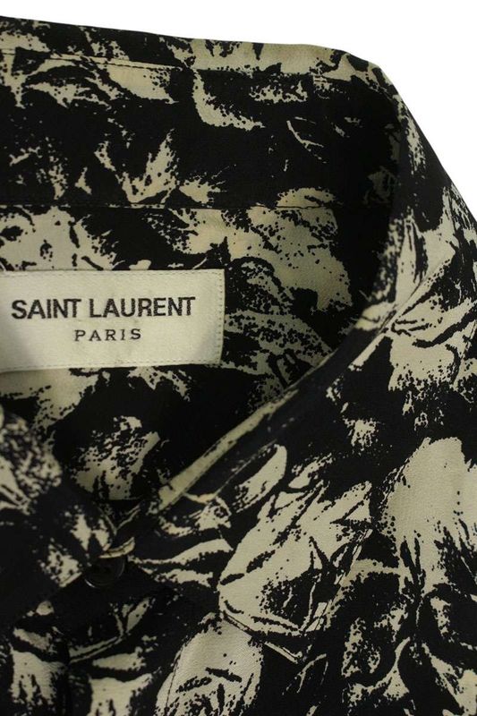 Saint Laurent Paris 20SS 646850 Y2e34 Total Flower Silk Long Sleeve Shirt Men 39