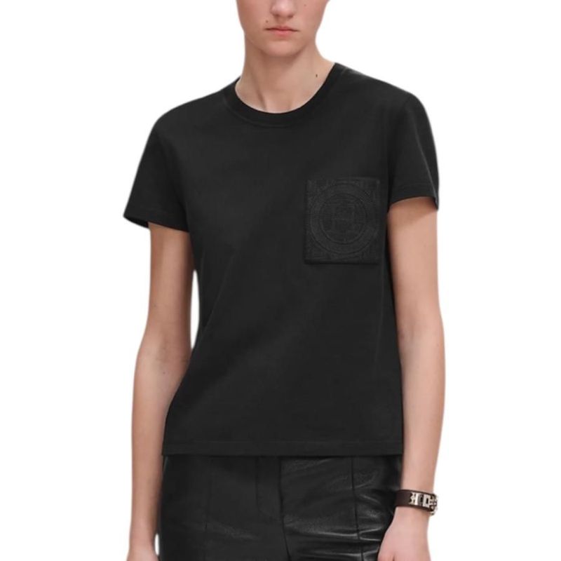 Hermes Short Sleeve T-Shirt Embroidered Pockets H4h4615da0234 Size 34 Cotton