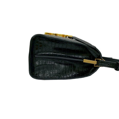 Saint Laurent Paris Cassandra YSL Logo Leather 2-Way Shoulder Bag Handbag Black