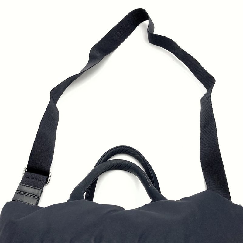 Prada Reversible Tote Shoulder Bag Handbag 2WAY Check Black Green Nylon Women