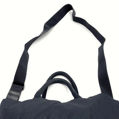 Prada Reversible Tote Shoulder Bag Handbag 2WAY Check Black Green Nylon Women