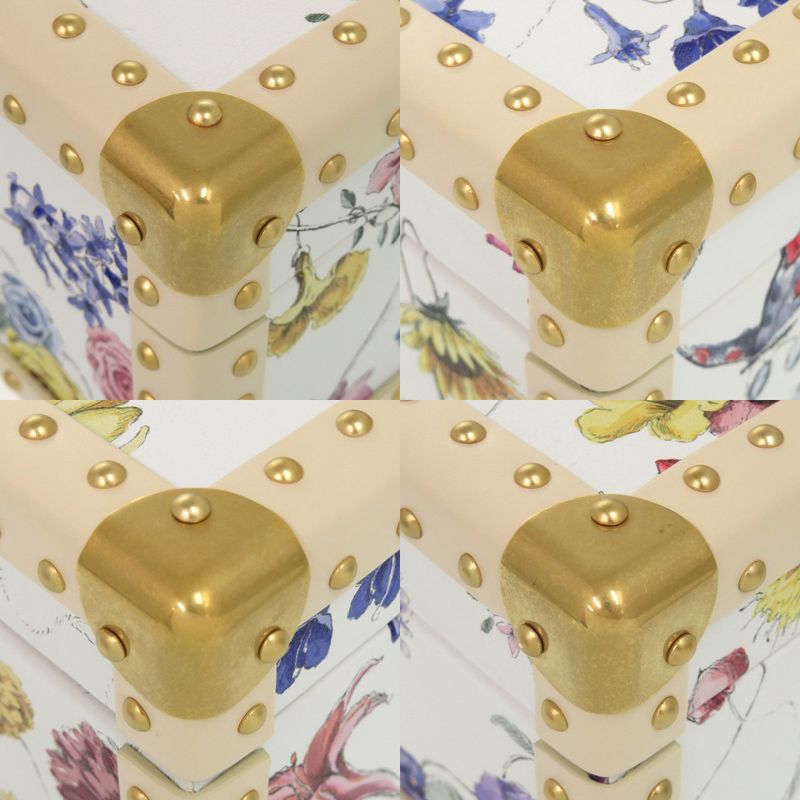 Christian Dior Flower Floral Trunk Leather White Small Bag 1360 Christian Dior