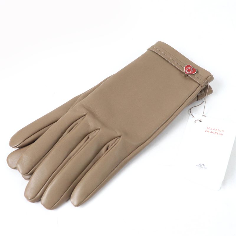 Hermes Dream Love Dream Love Lamb Leather Lined With 100% Silk Etoupe Heart