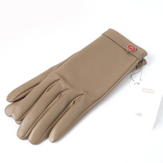 Hermes Dream Love Dream Love Lamb Leather Lined With 100% Silk Etoupe Heart