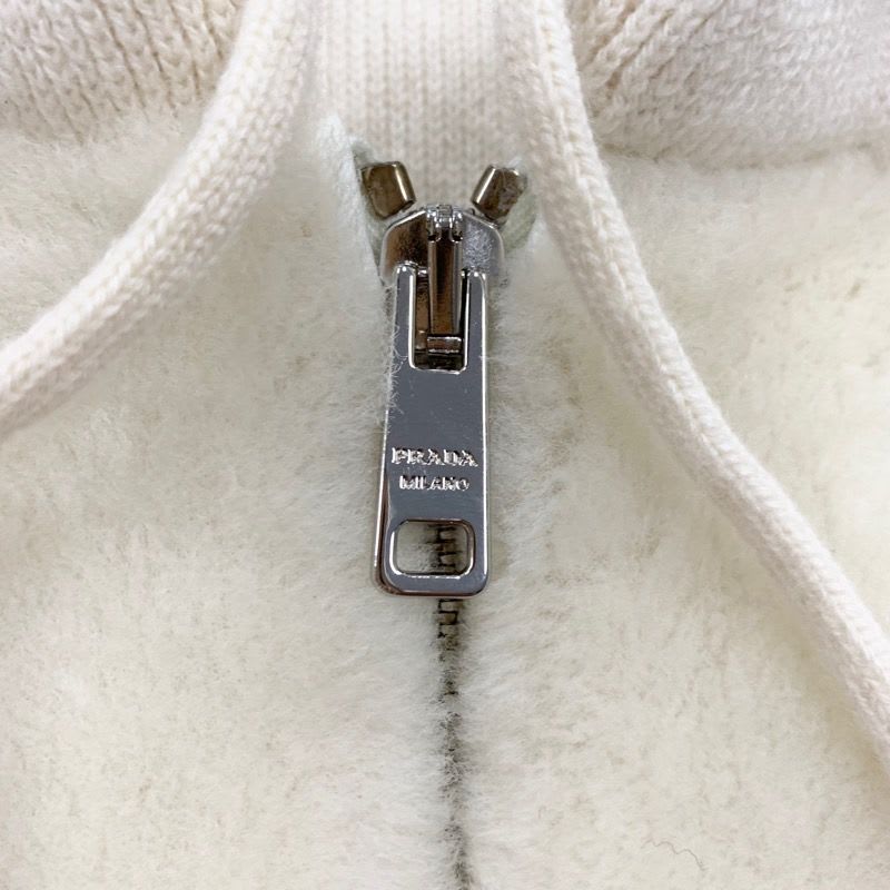 Prada Top White Black Hoodie Hoody Logo Knit Cashmere