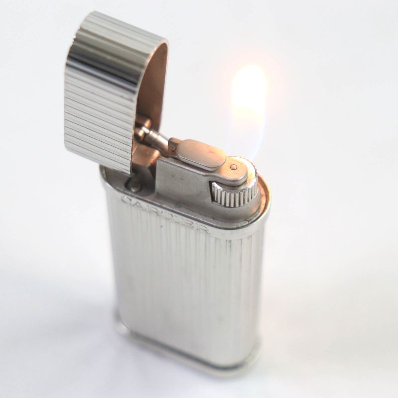 Cartier Godron Stripe Pattern Oval Roller Smoking Tool Silver